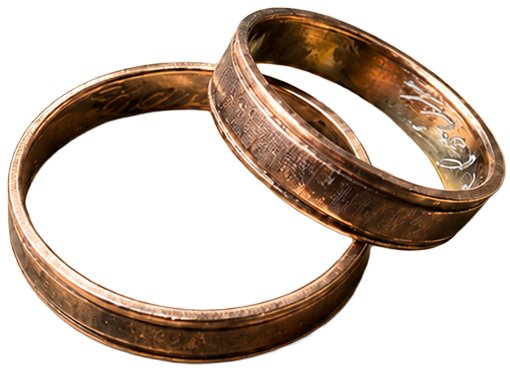 Two wedding rings resting together